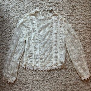 Forever 21 Cream Sheer Lace Blouse